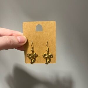 Dangly Bow Gold Earrings